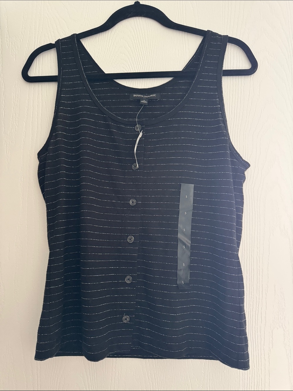 Banana Republic Black Striped Button-Front Tank
